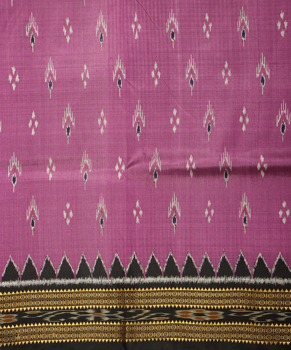 Cotton candy black silk handloom khandua saree