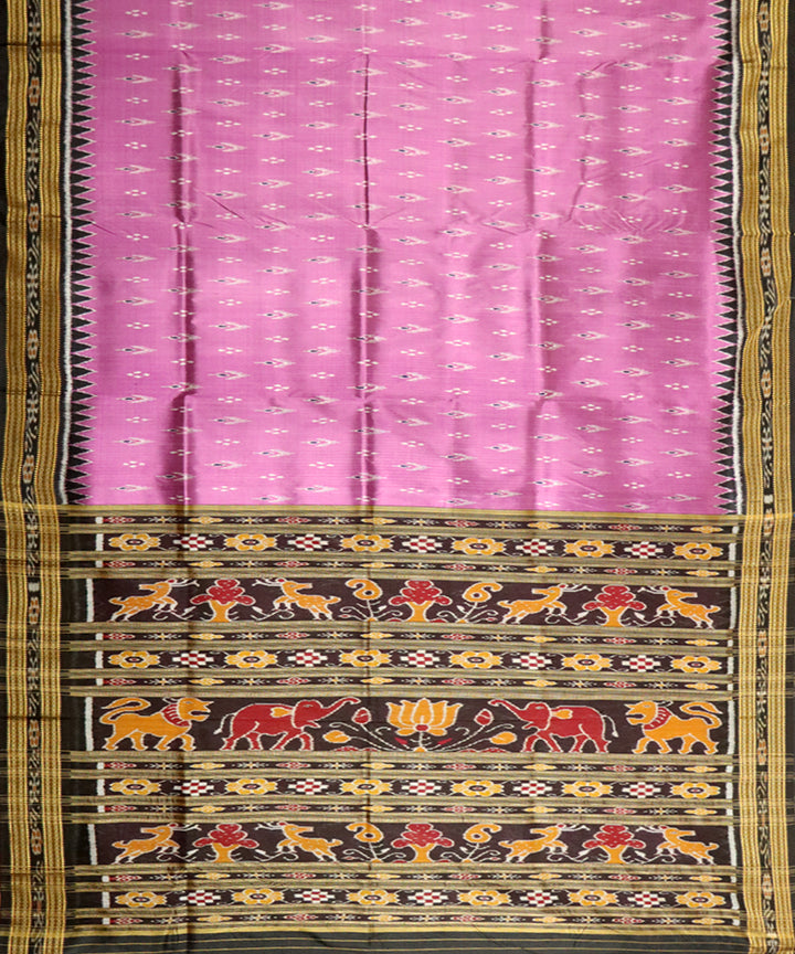 Cotton candy black silk handloom khandua saree