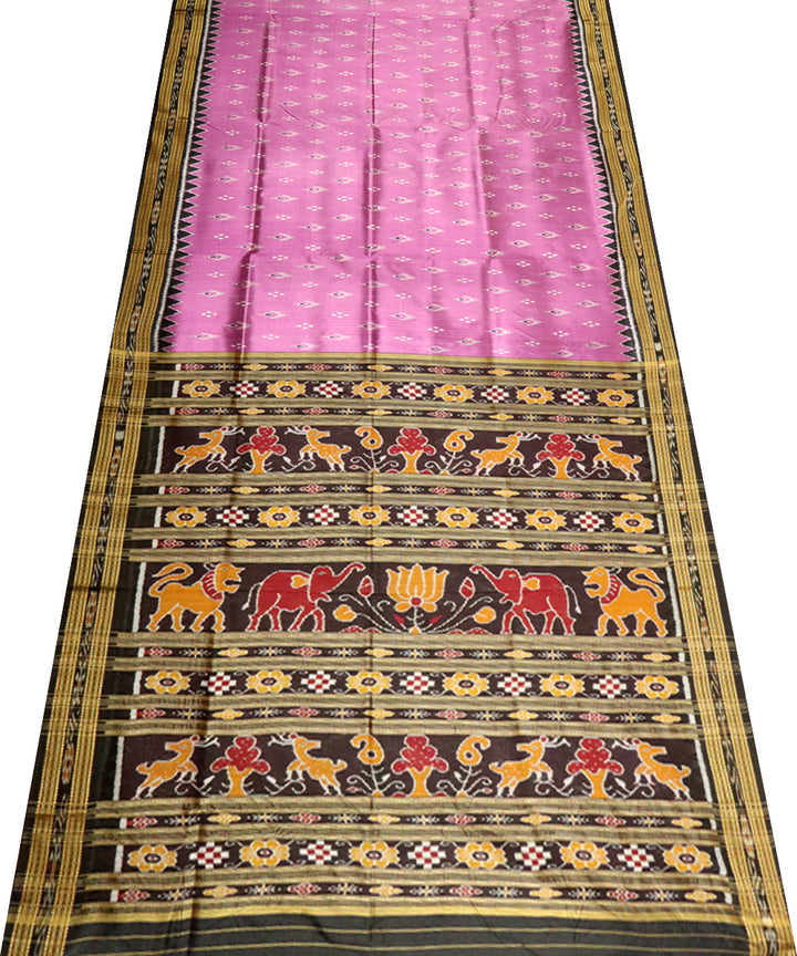 Cotton candy black silk handloom khandua saree