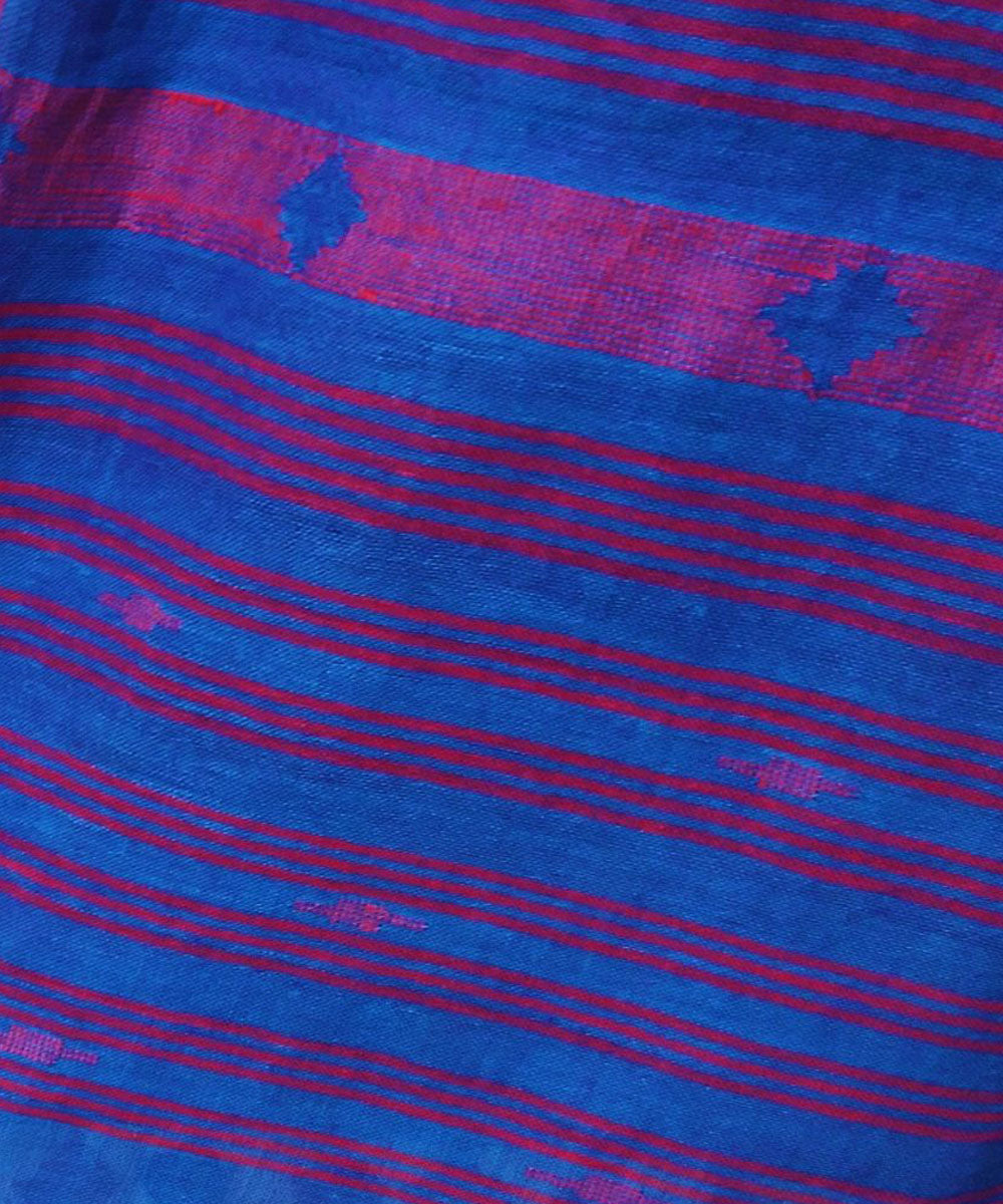 Navy blue handwoven cotton jamdani stole