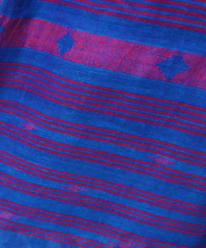 Navy blue handwoven cotton jamdani stole