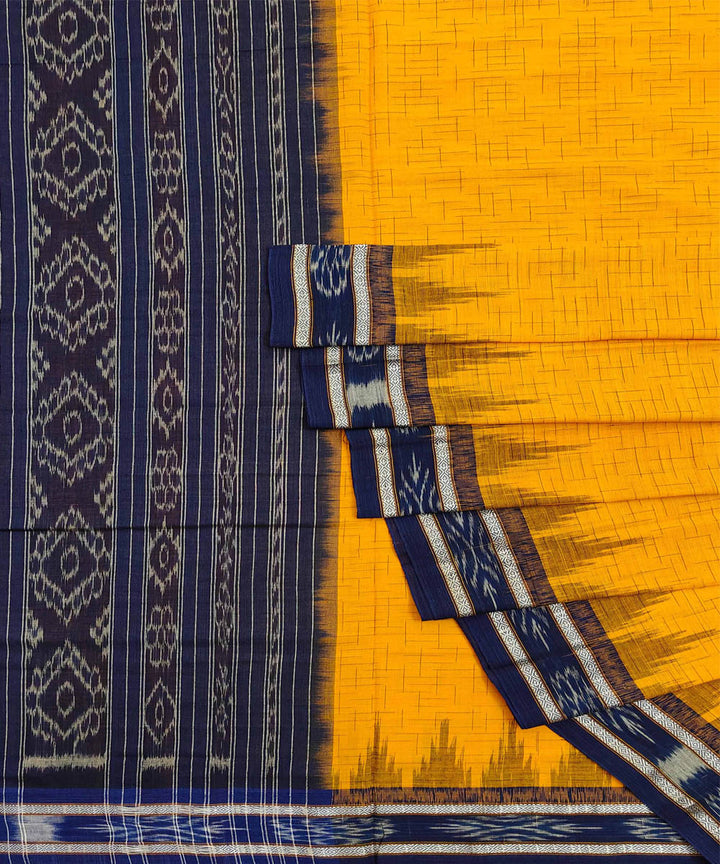 Yellow blue cotton handloom nuapatna saree