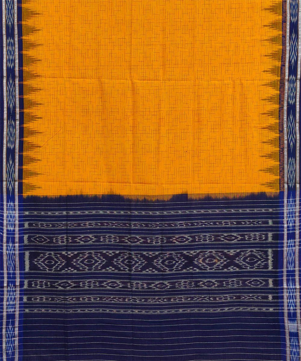 Yellow blue cotton handloom nuapatna saree