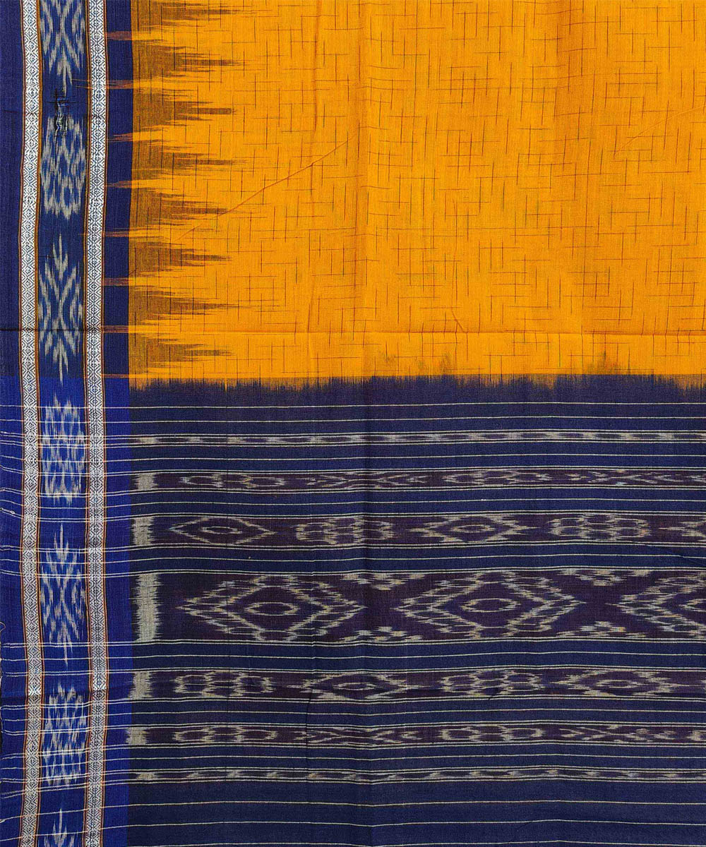 Yellow blue cotton handloom nuapatna saree