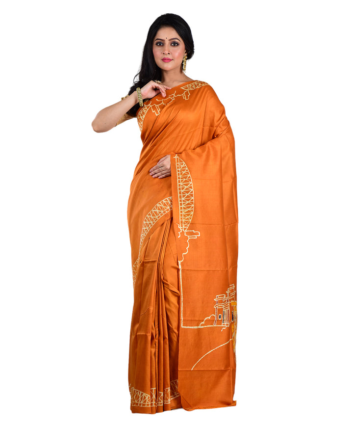 Mustard handloom silk saree