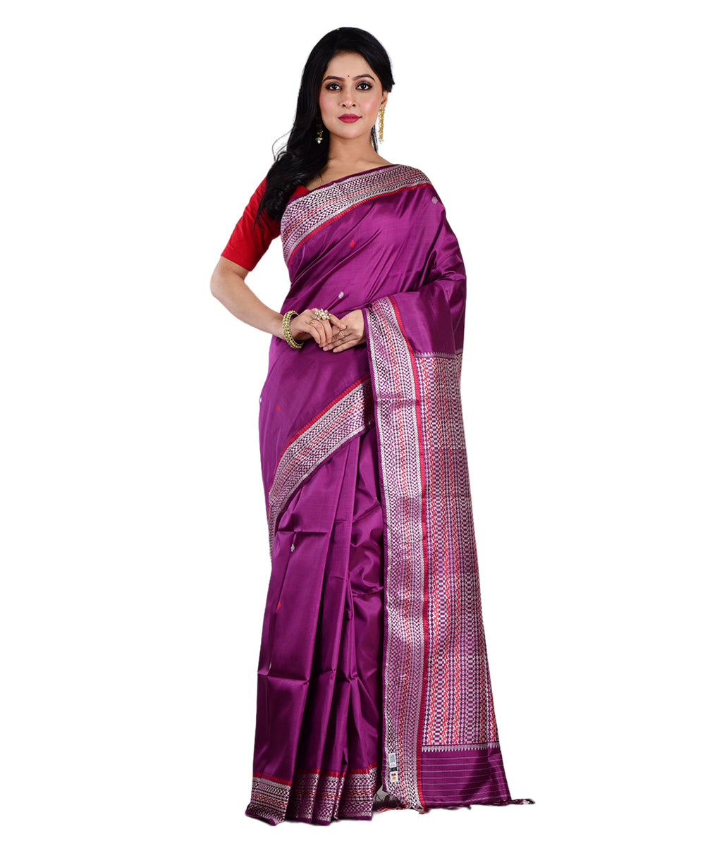 Purple handwoven silk saree