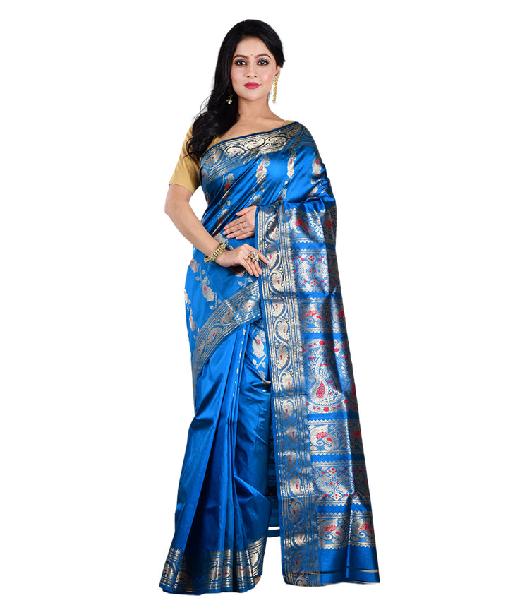 Navy blue handloom silk saree