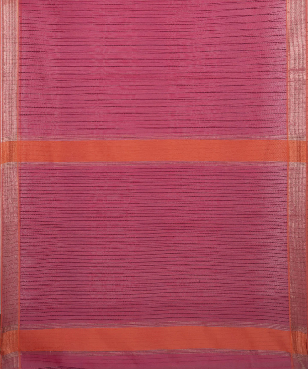 Raspberry pink orange handwoven tangail silk saree