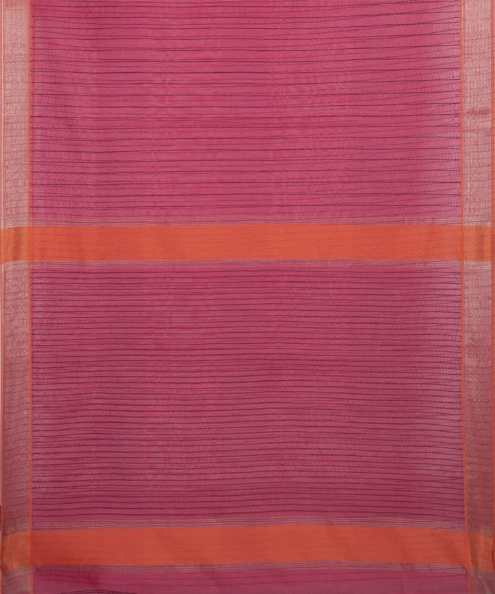 Raspberry pink orange handwoven tangail silk saree