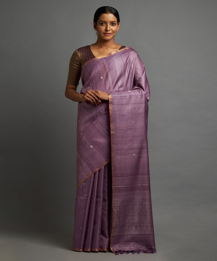 Amethyst tussar silk hand woven chhattisgarh kosa saree