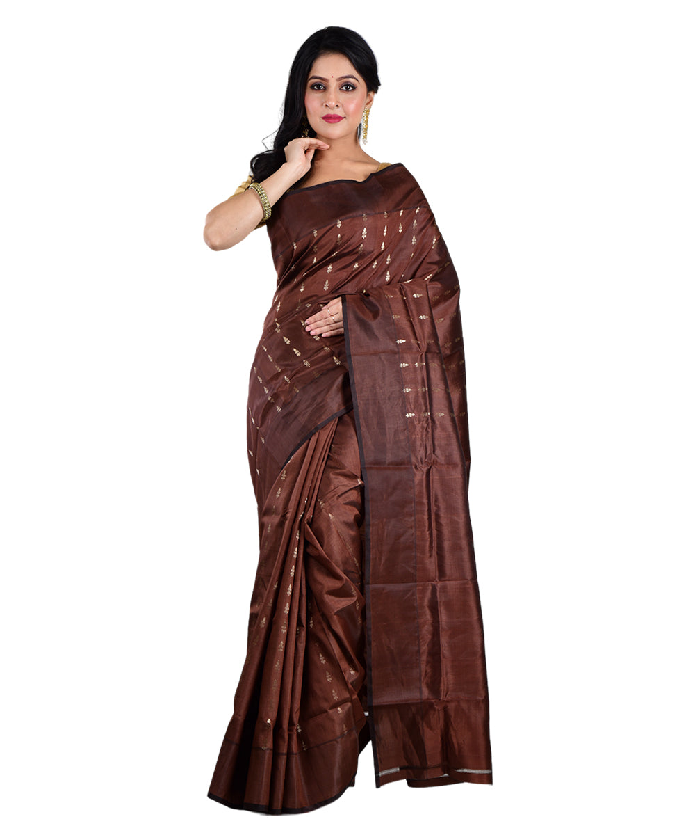 Brown handwoven silk saree