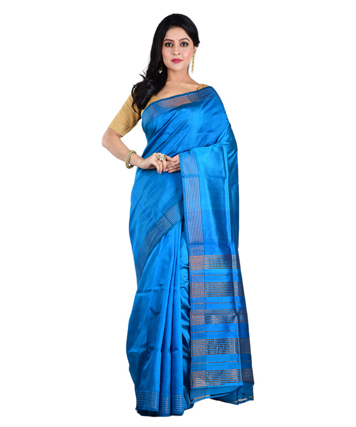 Navy blue handwoven silk saree