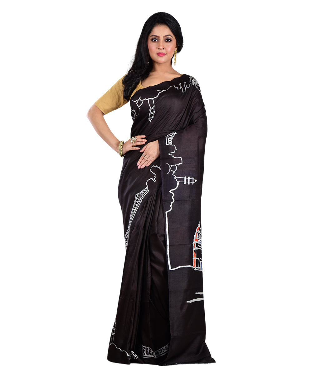 Black silk handloom saree