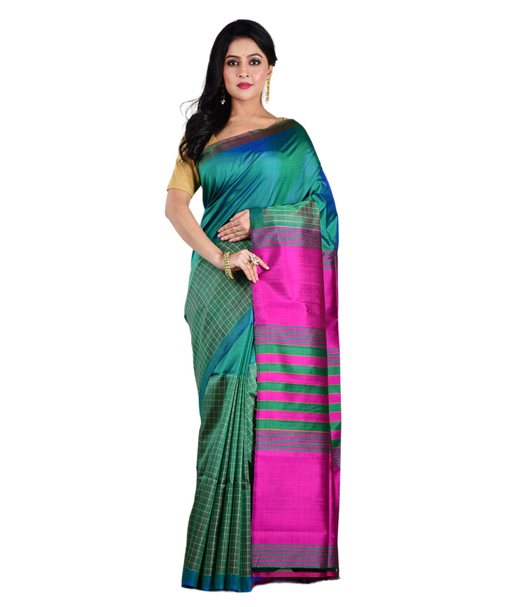 Light green multicolor handwoven silk saree