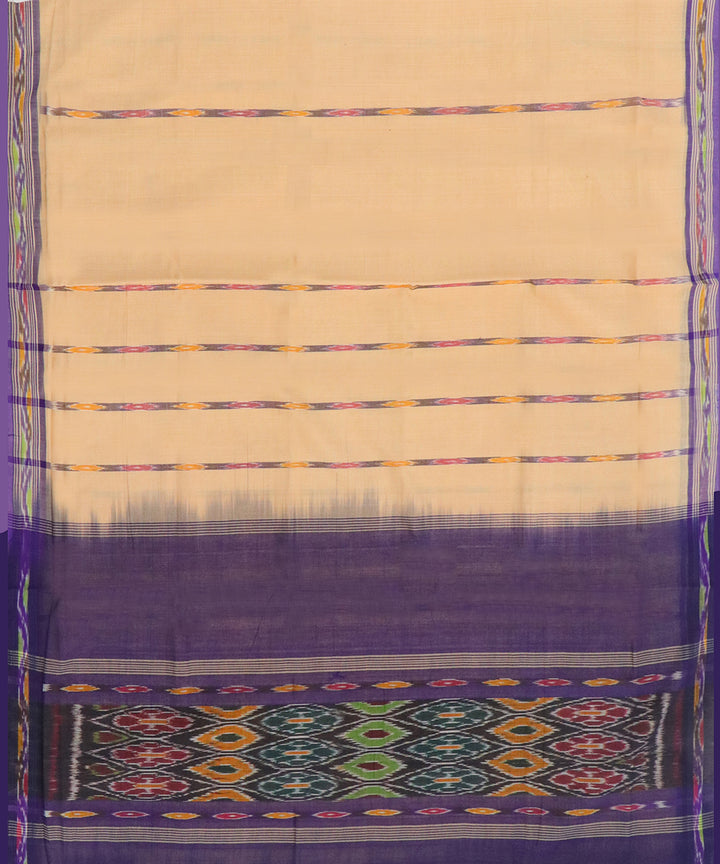 Cream violet handwoven rajahmundry cotton saree