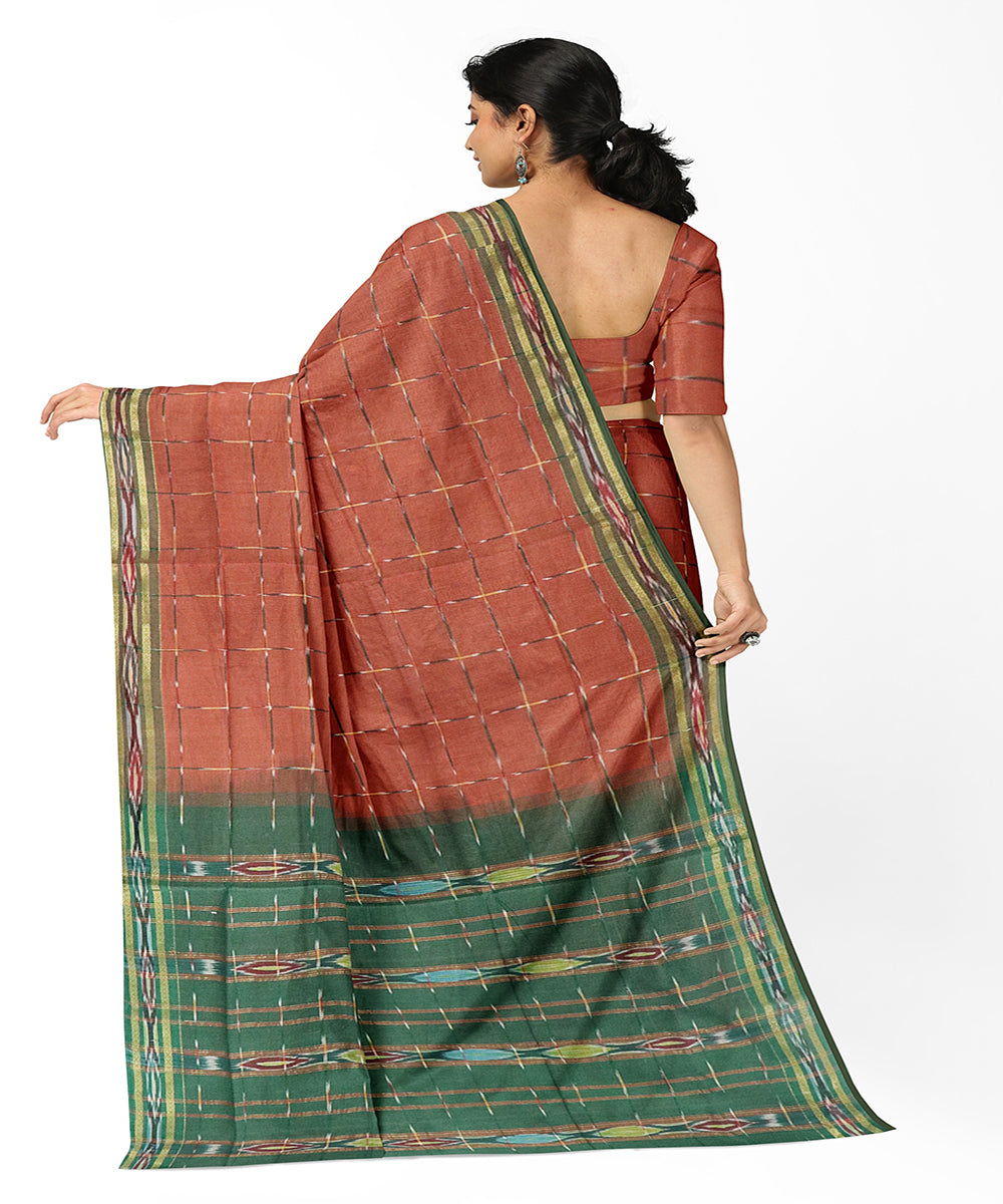 Brown green handwoven rajahmundry cotton saree