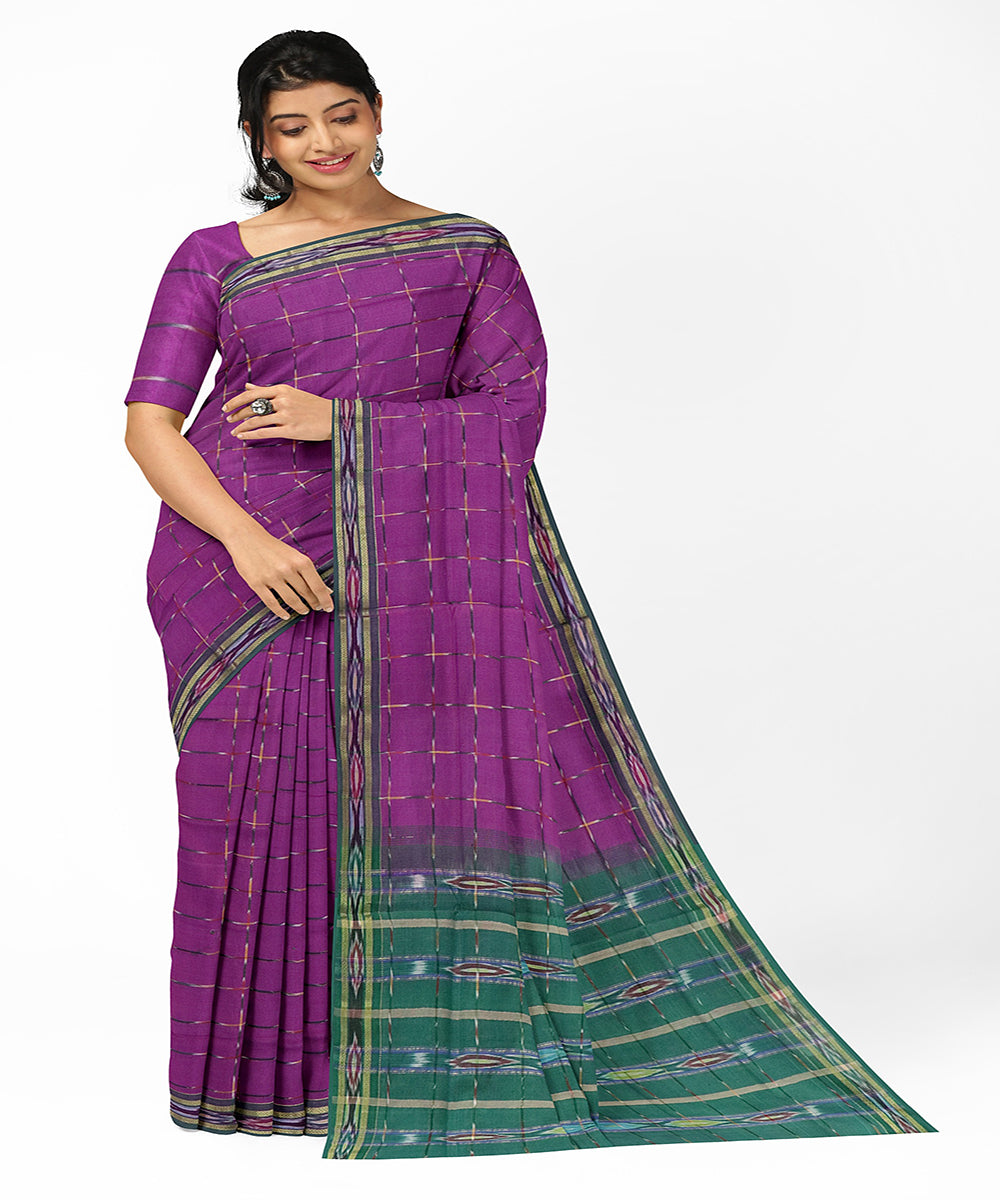 Violet green handwoven rajahmundry cotton saree
