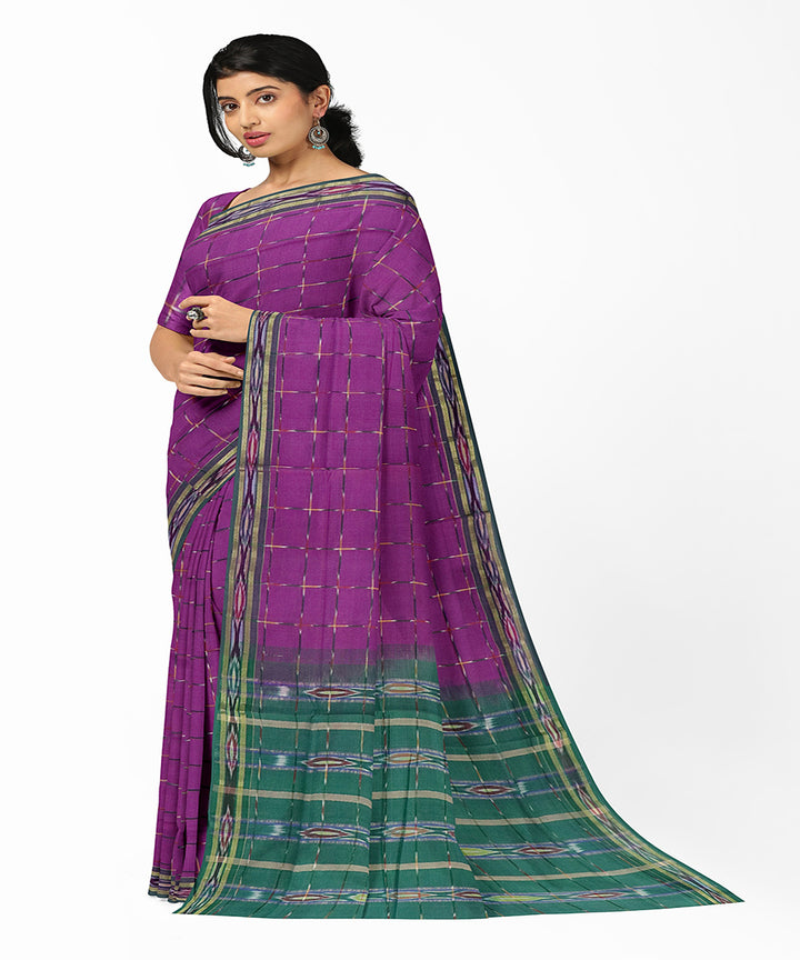 Violet green handwoven rajahmundry cotton saree