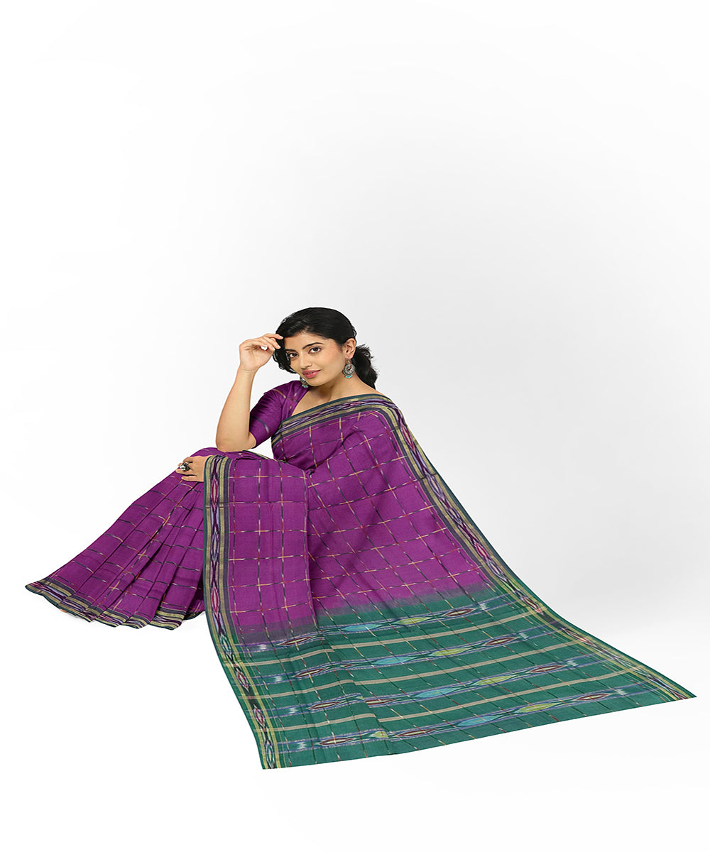 Violet green handwoven rajahmundry cotton saree