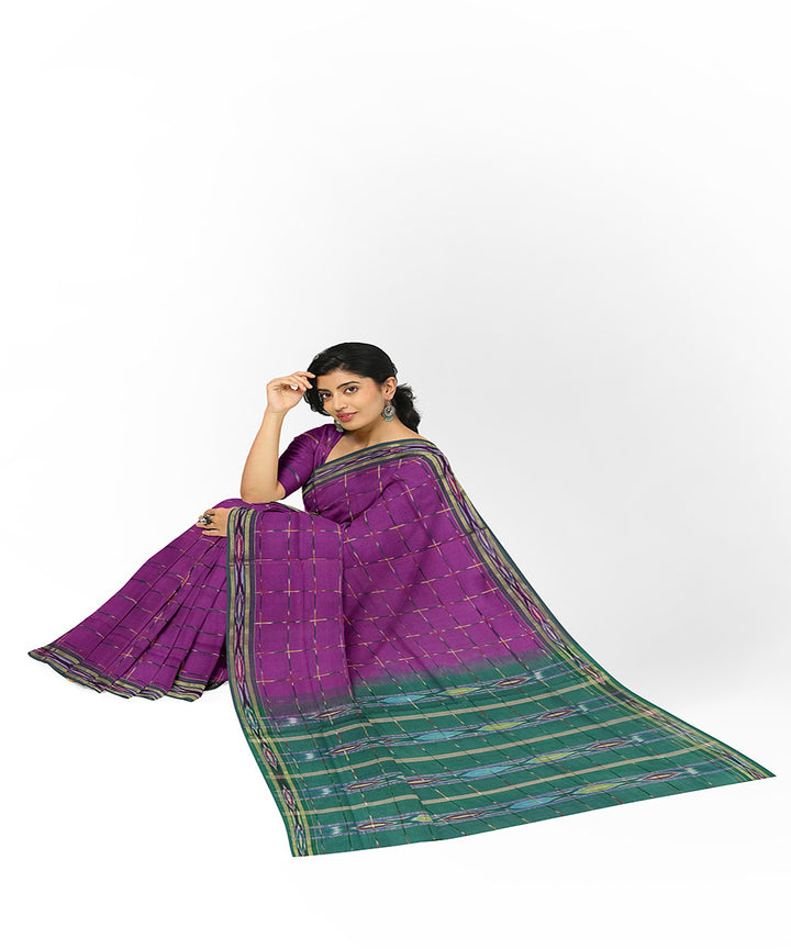 Violet green handwoven rajahmundry cotton saree