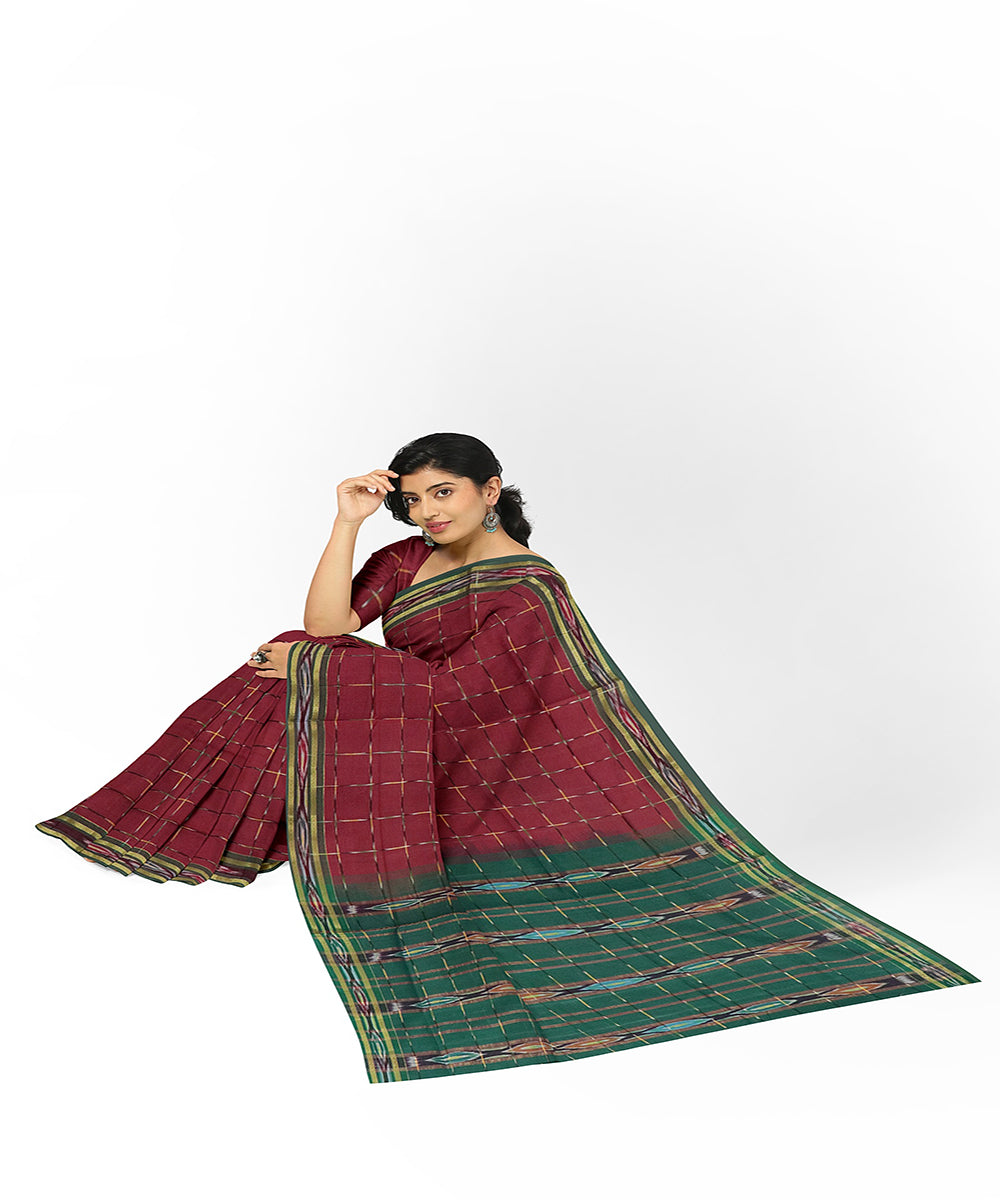 Red green handwoven rajahmundry cotton saree