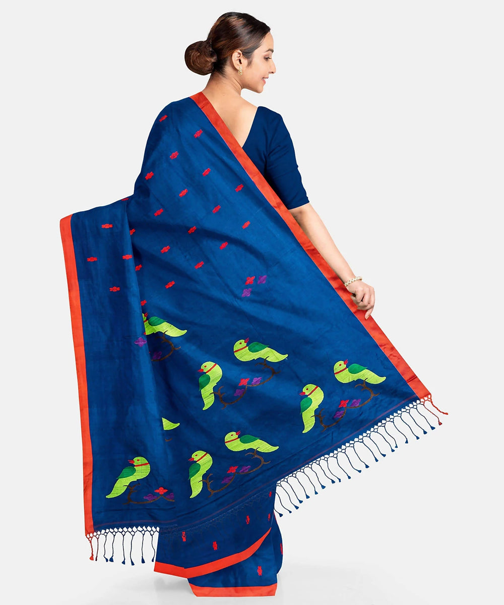 Biswa Bangla Handwoven Blue Silk Saree