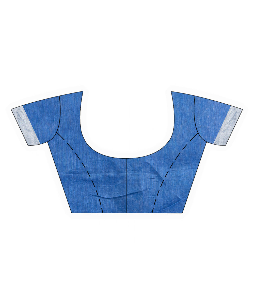 Blue pink handloom bengal linen saree