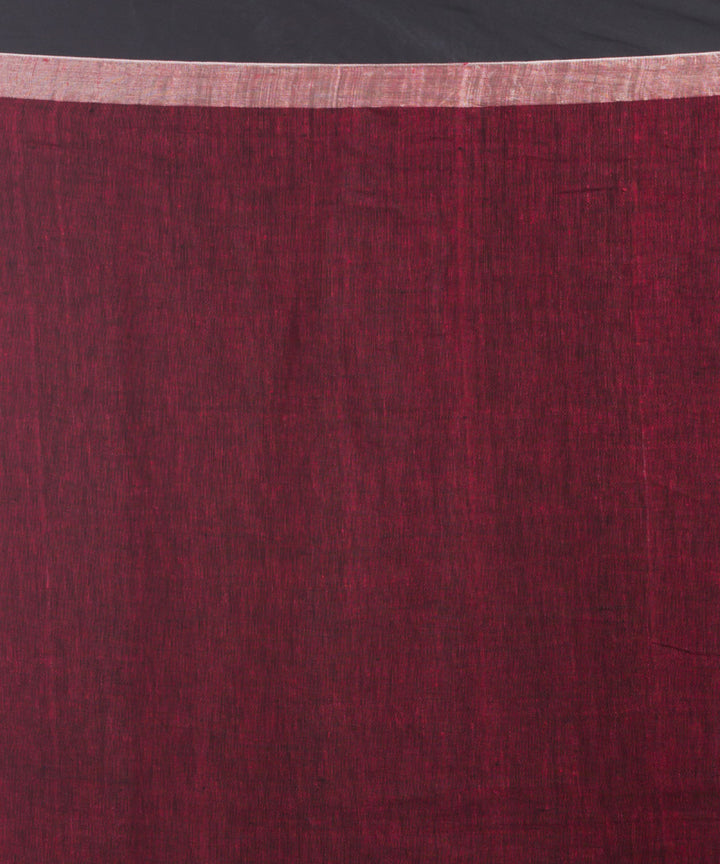Maroon handloom bengal linen saree