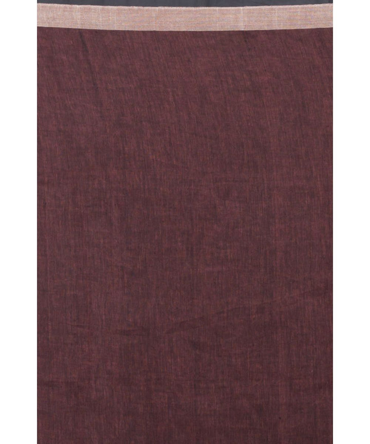 Brown silver handloom bengal linen saree