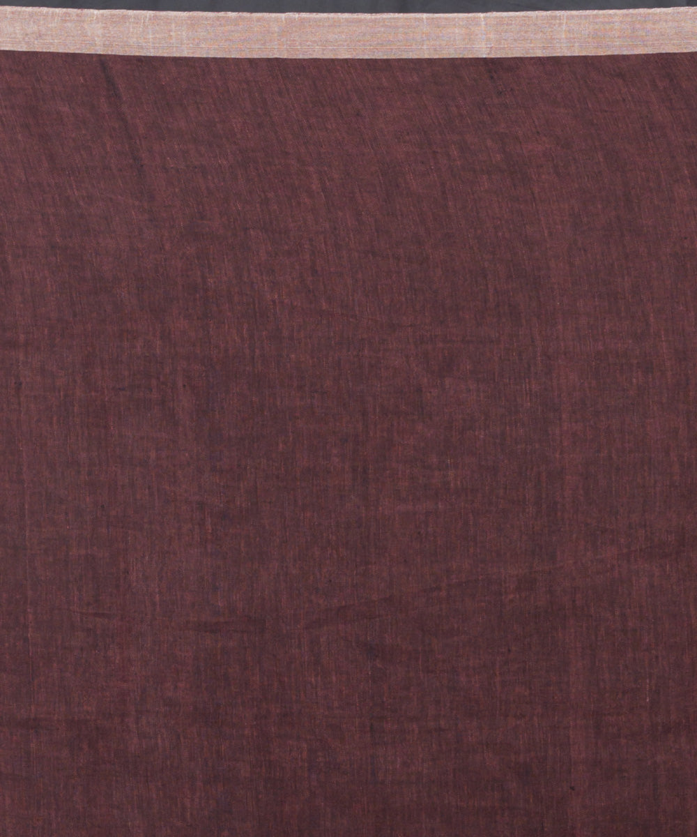 Brown handloom bengal linen saree