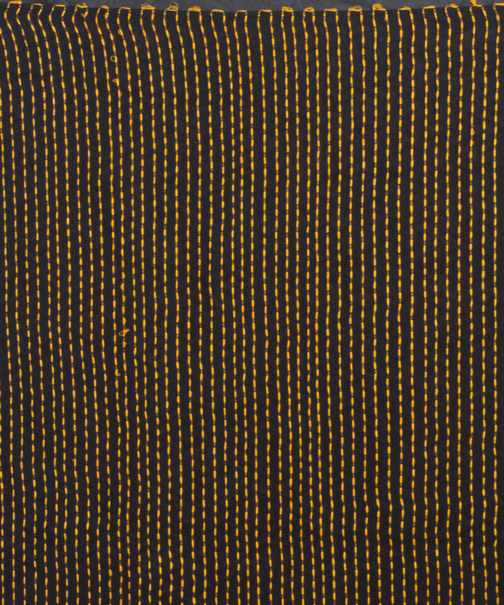 Black multicolor handloom bengal linen saree