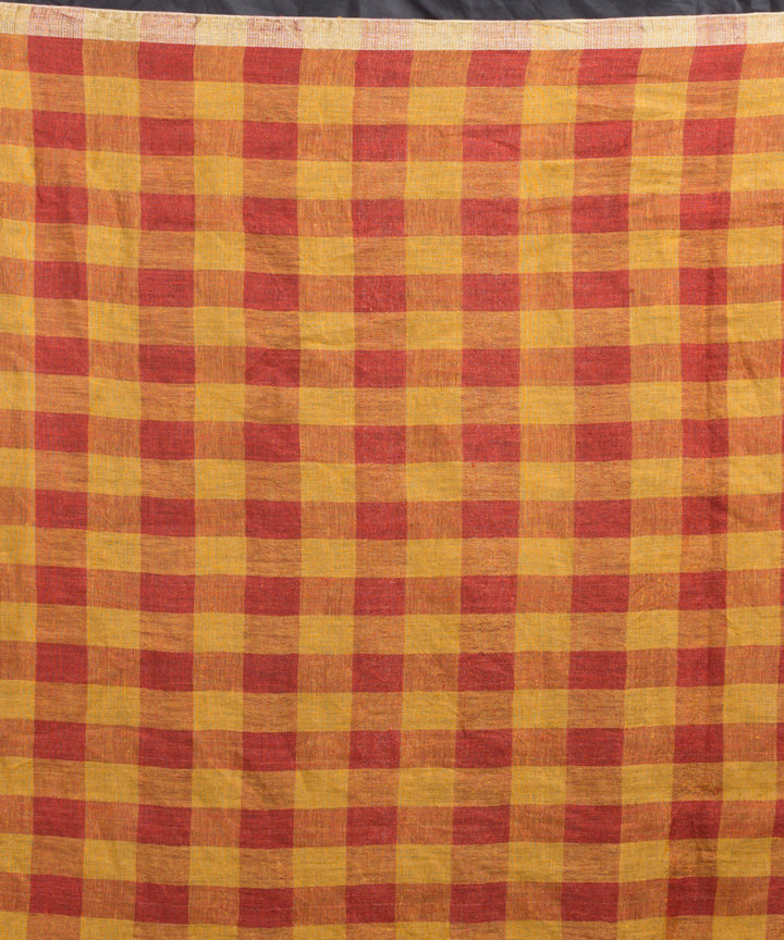 Orange red handloom bengal linen saree