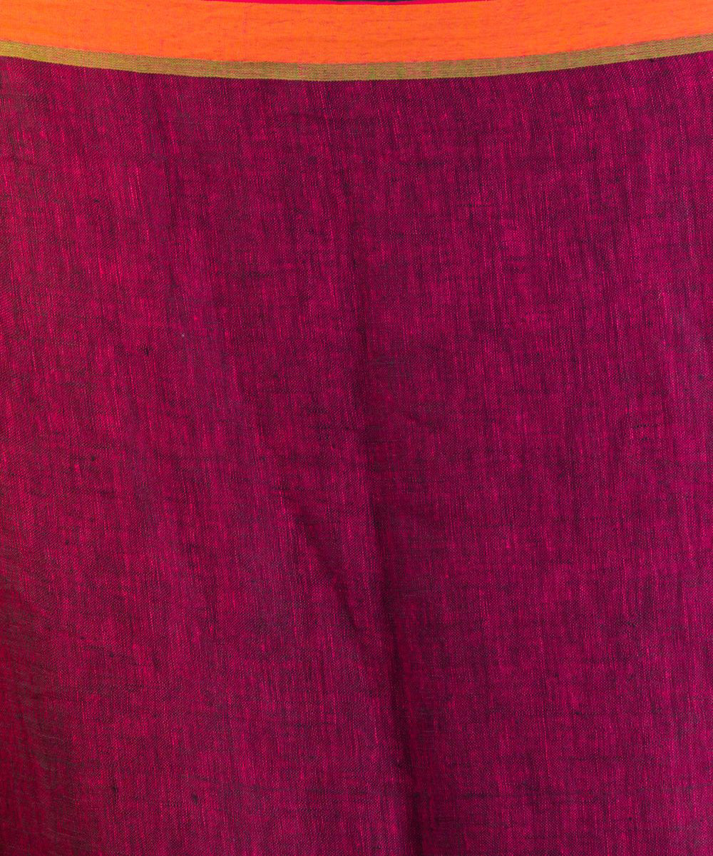 Maroon handloom bengal linen saree