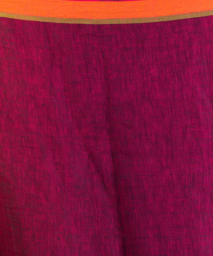 Maroon handloom bengal linen saree