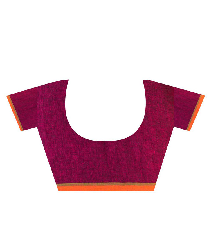 Maroon handloom bengal linen saree