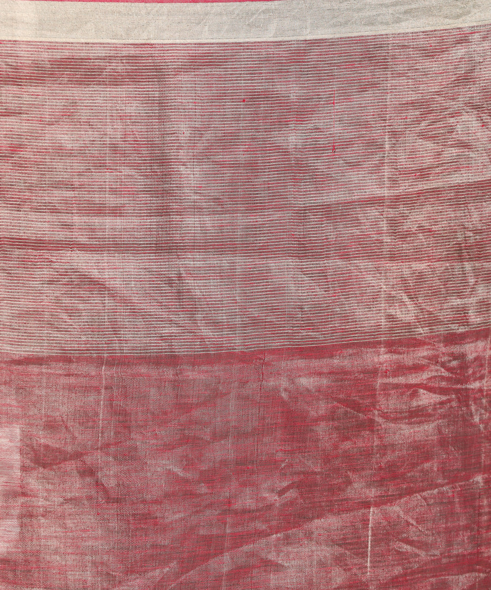 Deep pink handloom bengal linen saree