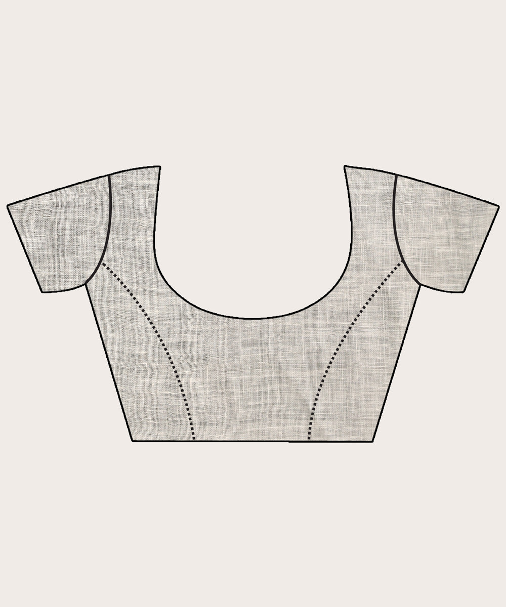 White black handloom bengal linen saree