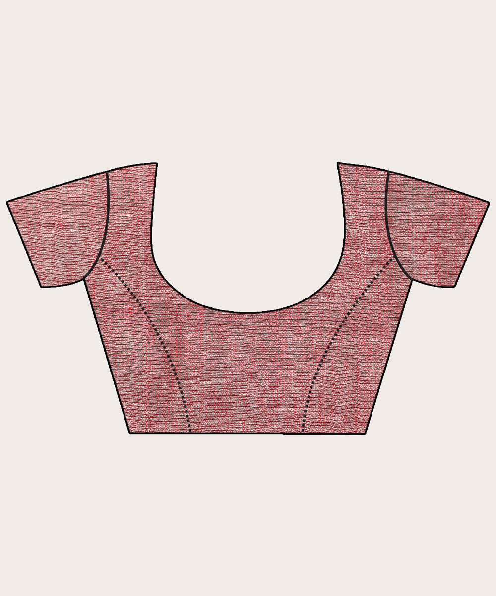 Lemon red hand loom bengal linen saree