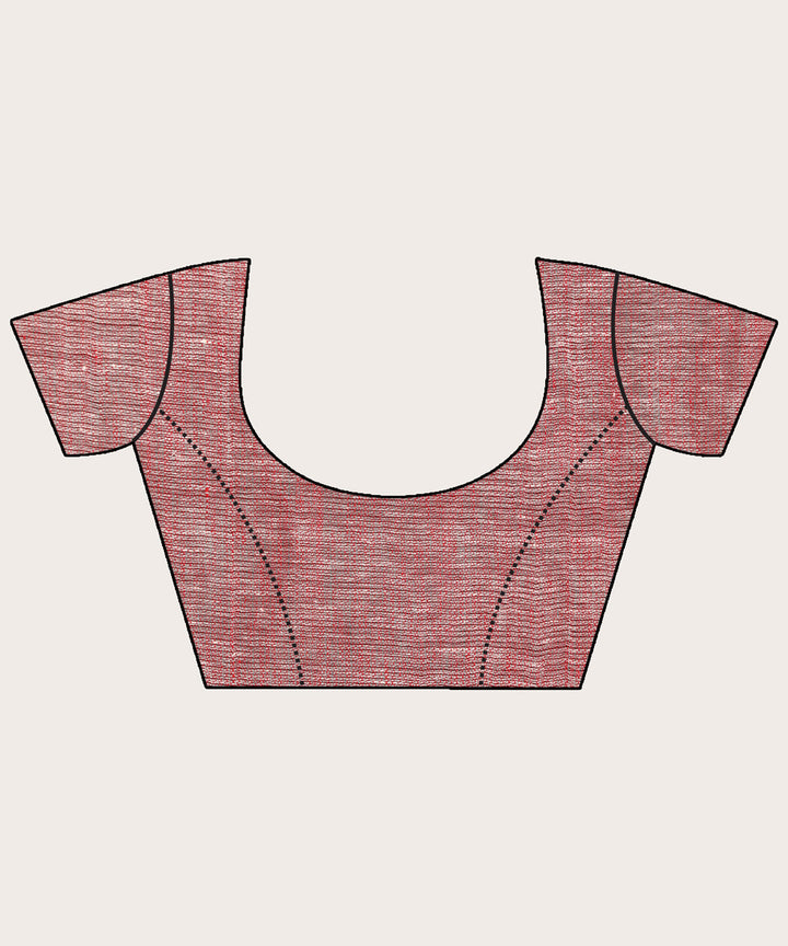 Lemon red hand loom bengal linen saree