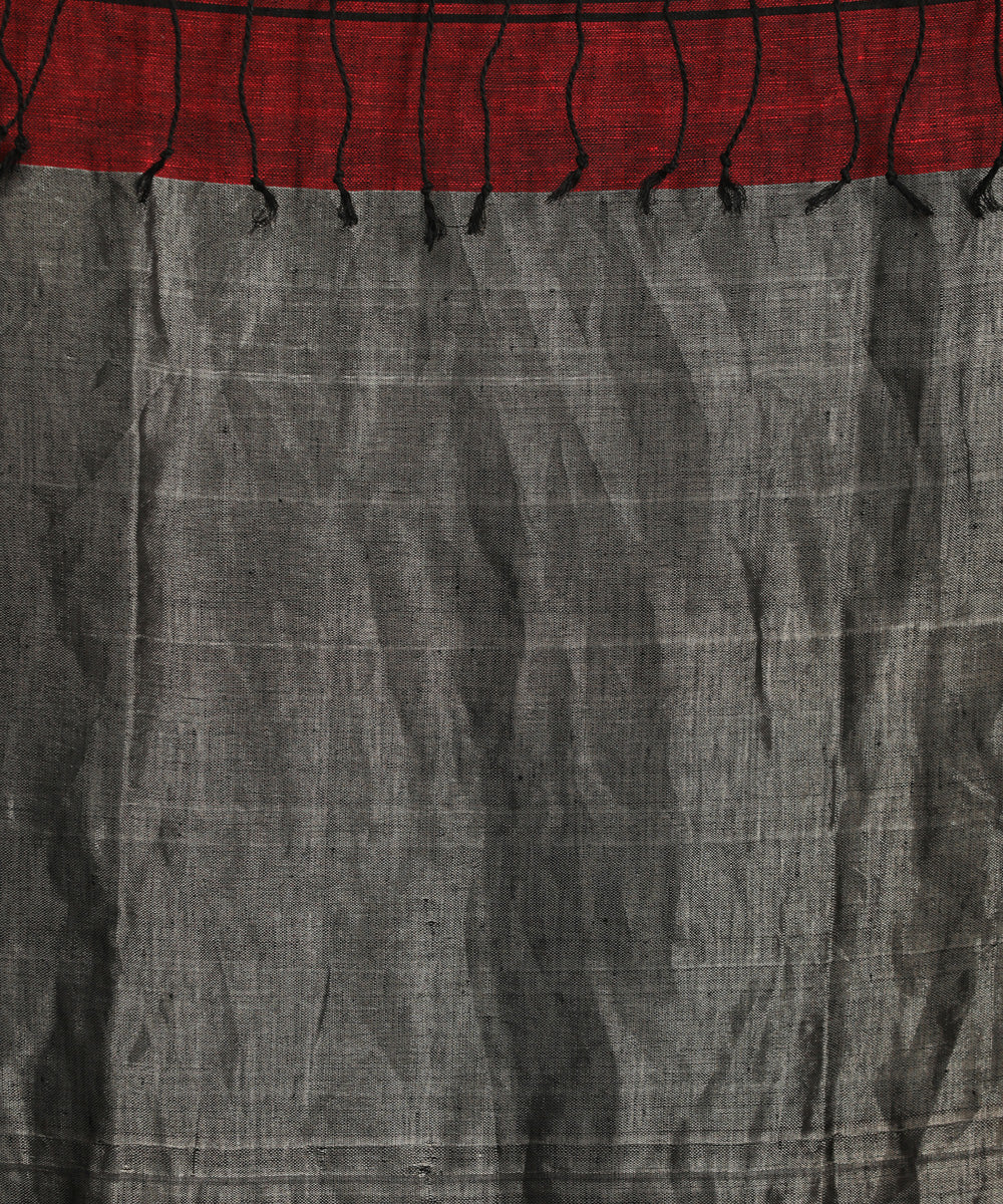 Black red bengal handloom linen saree