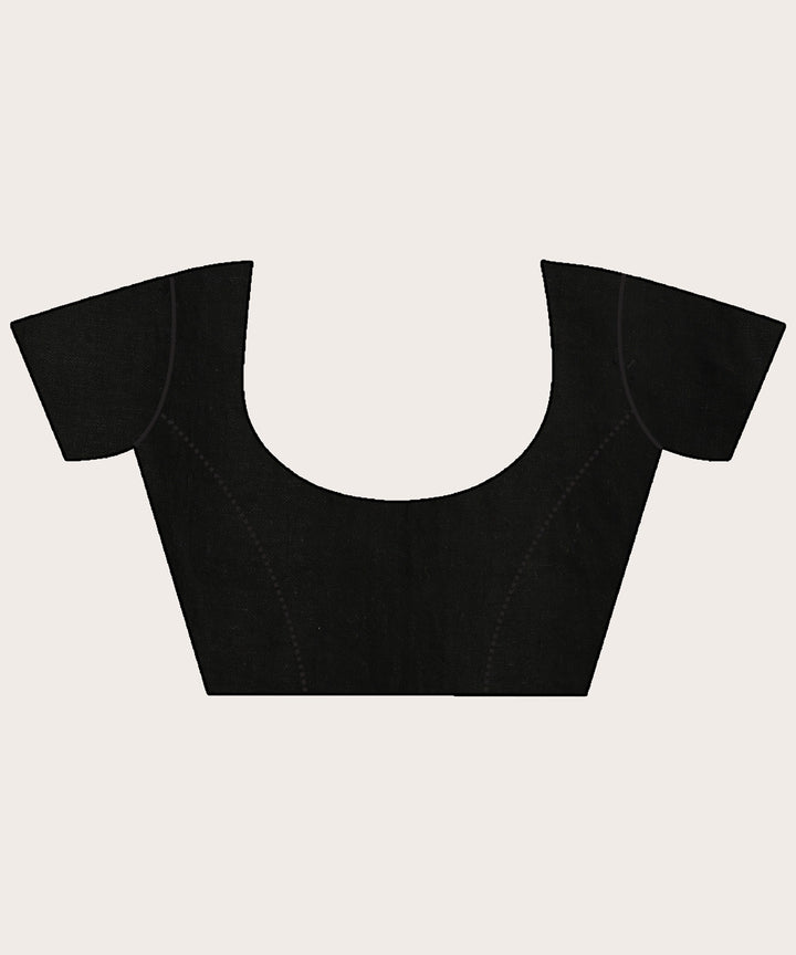 Black red bengal handloom linen saree