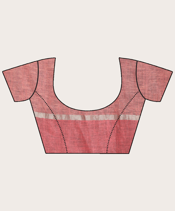 Pink bengal hand loom linen saree