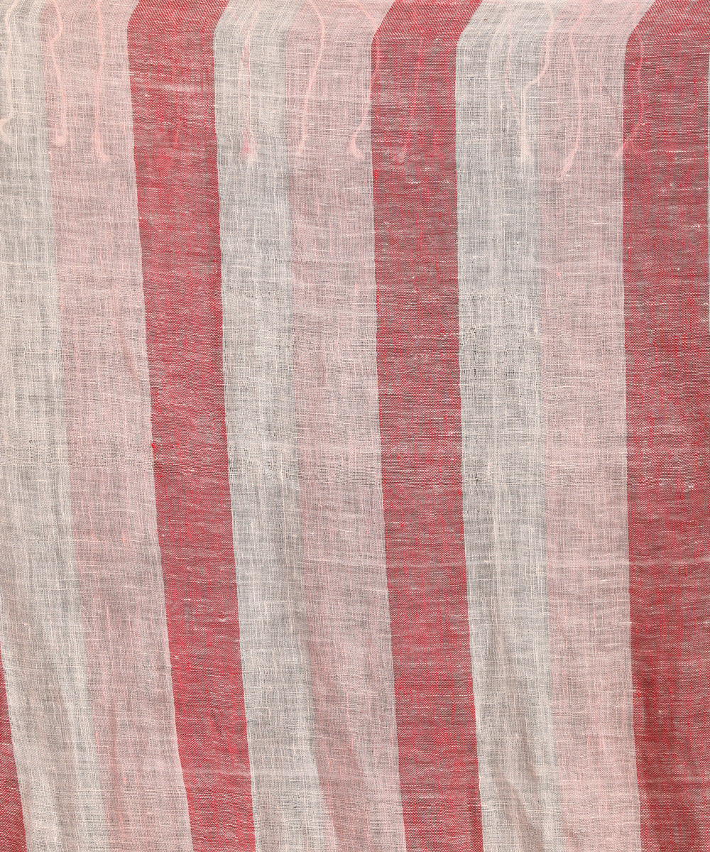 Red white handloom bengal linen saree