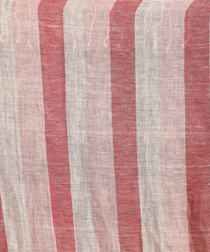 Red white handloom bengal linen saree