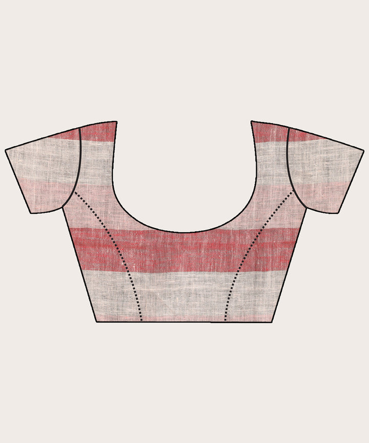 Red white handloom bengal linen saree