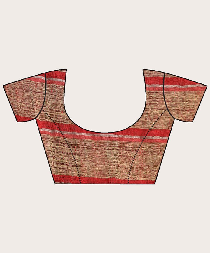 Lemon red handloom bengal linen saree