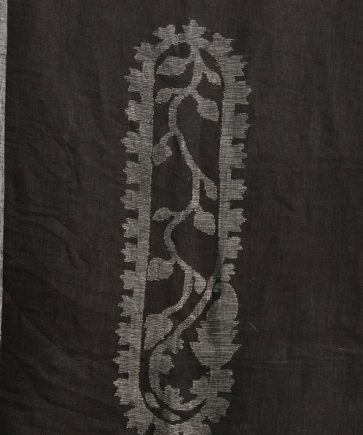 Dark grey handloom bengal linen saree