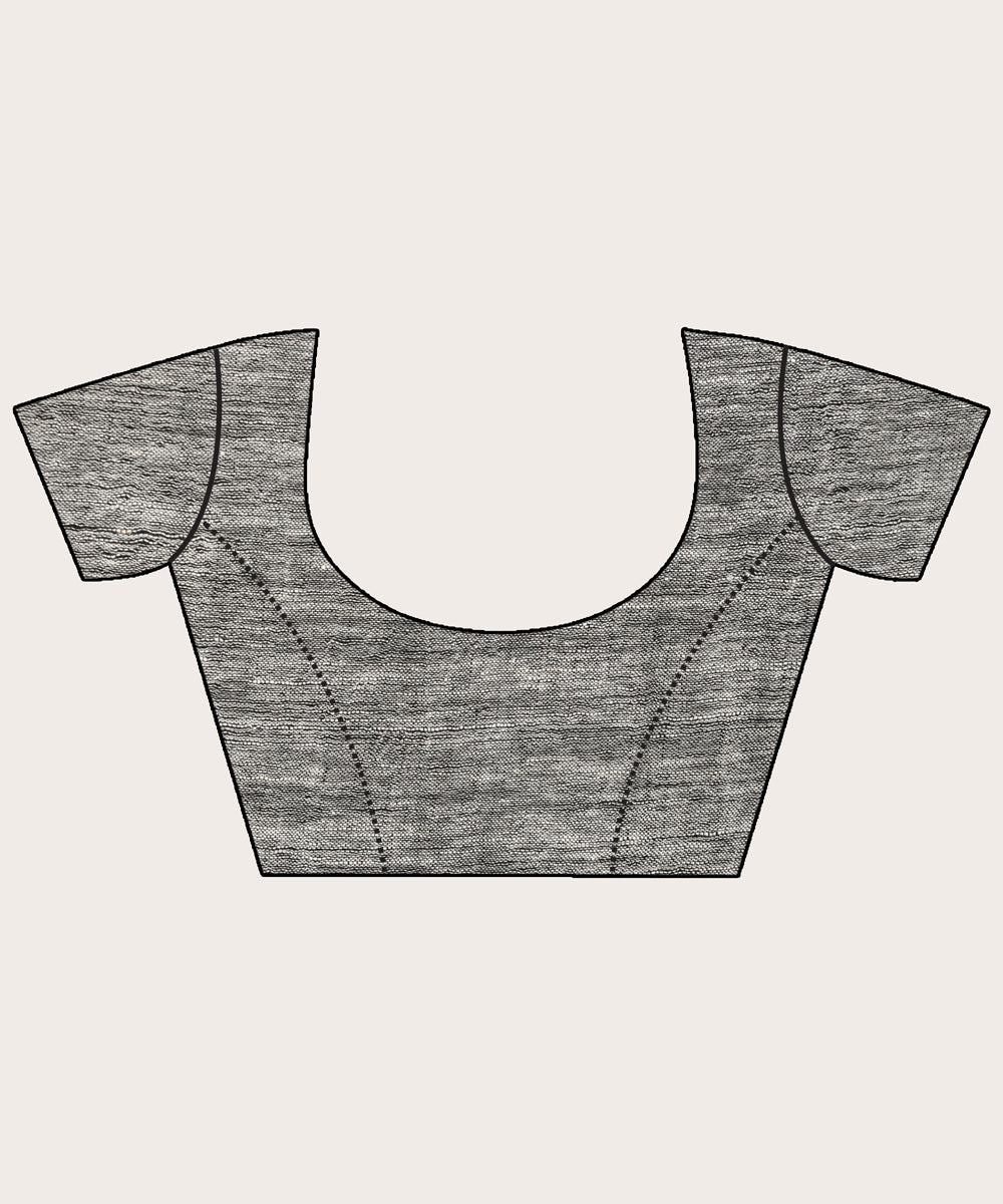 Grey kalka design handloom bengal linen saree