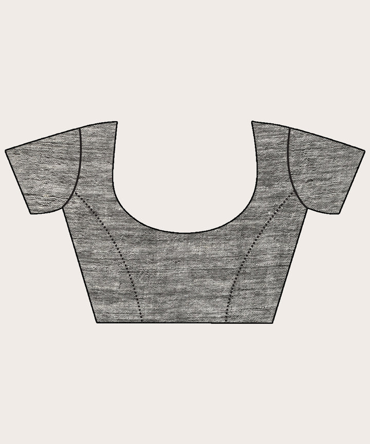 Grey kalka design handloom bengal linen saree