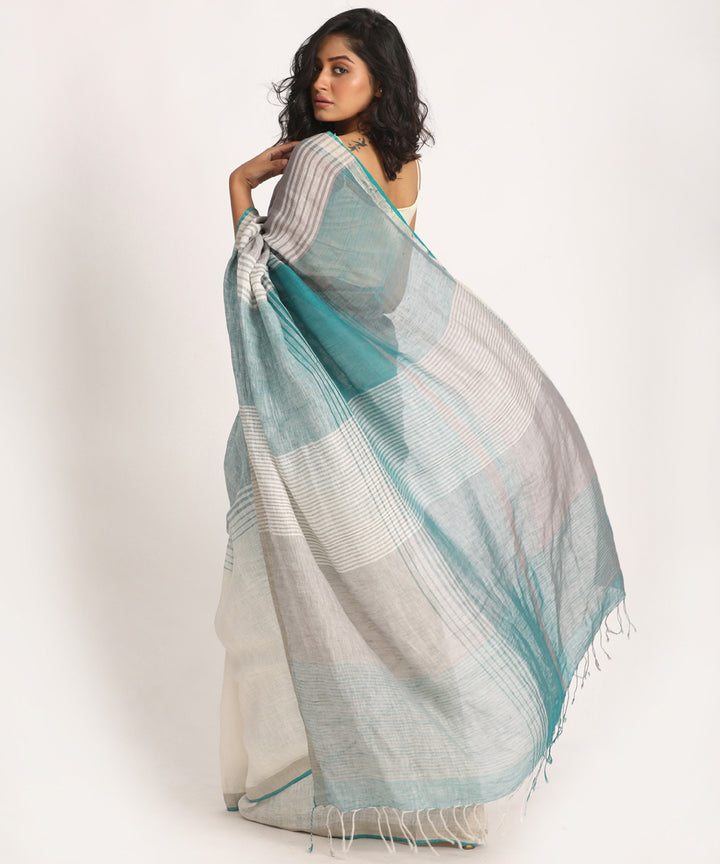 Green grey handloom bengal linen saree